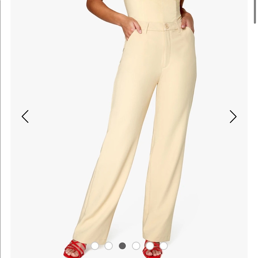 Danielle Bernstein classic stretch herringbone twilight trousers in buttermilk